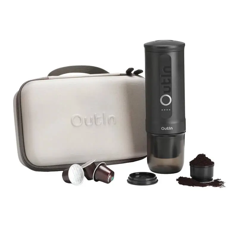Преносима кафе машина с калъф Outin Nano, 7500mAh, сиви