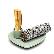 Поставка за горене за бимка и Palo Santo – сърце, пастелно зелено