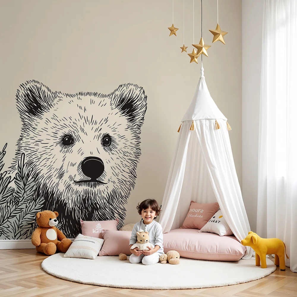 Papel de parede crianç | Нашият любопитен мечко сред боровете