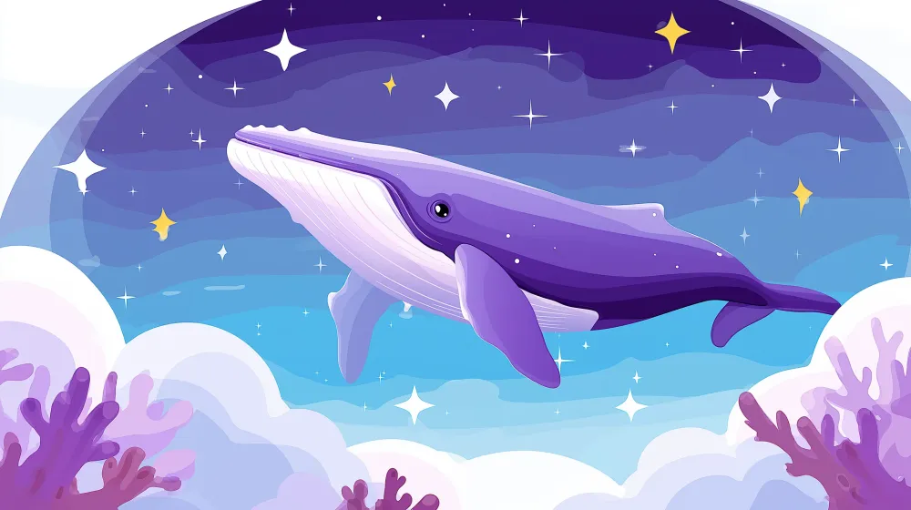 Papel de parede crianç | Величествено кит плува под звездното небе