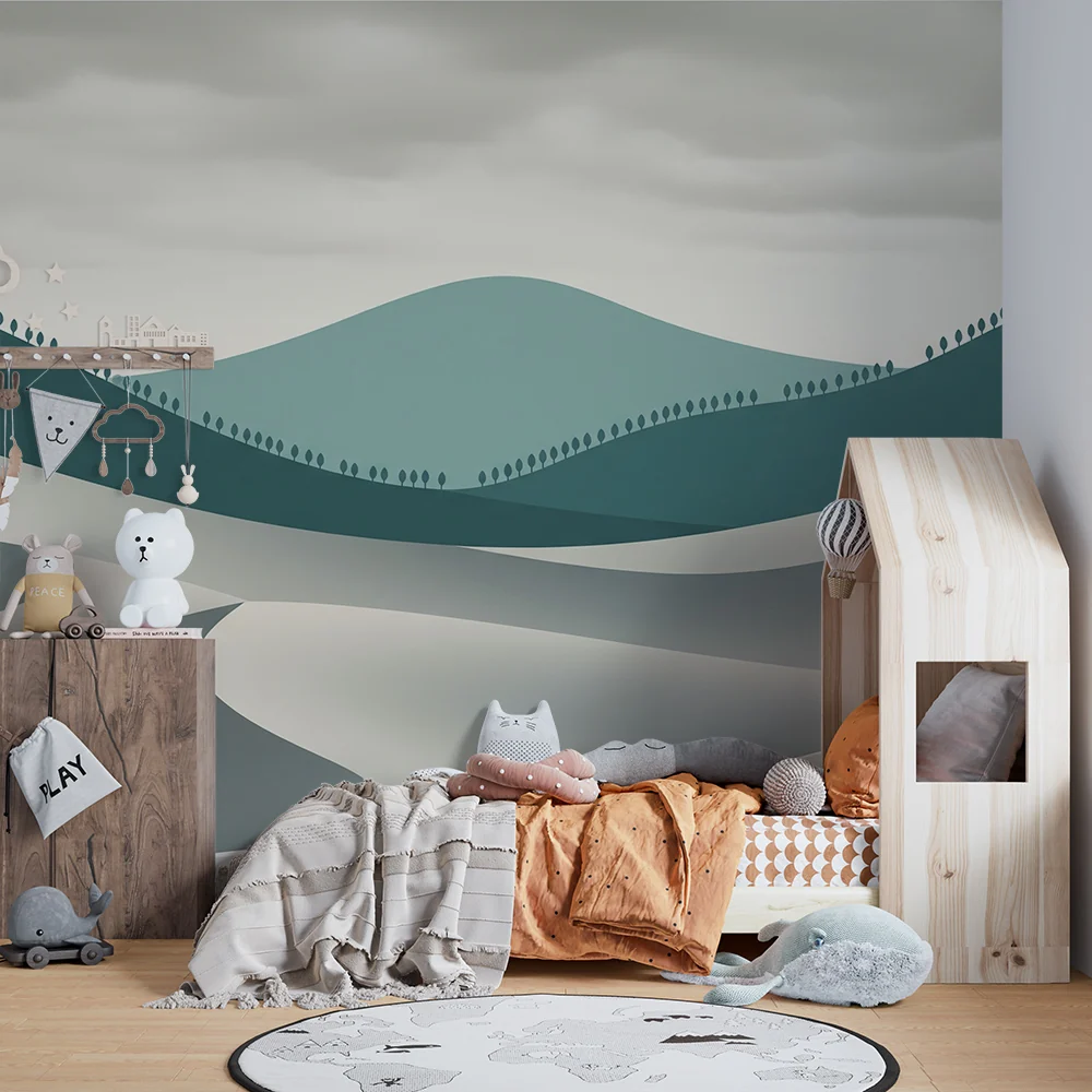 Papel de parede crianç | Abstrato paisagem de colinas e dunas suaves