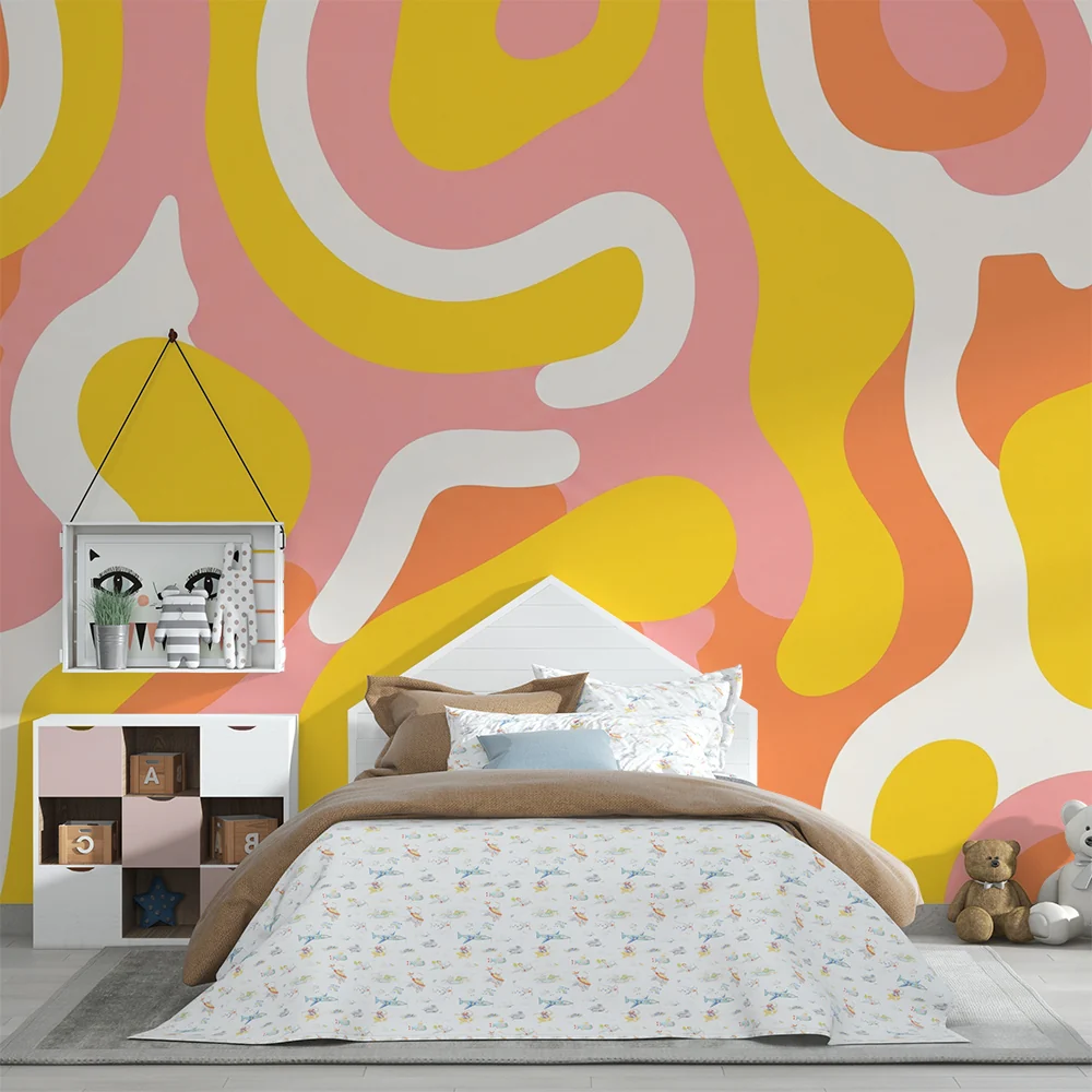 Papel de parede crianç | Abstratos coloridos em rosa, amarelo e laranja