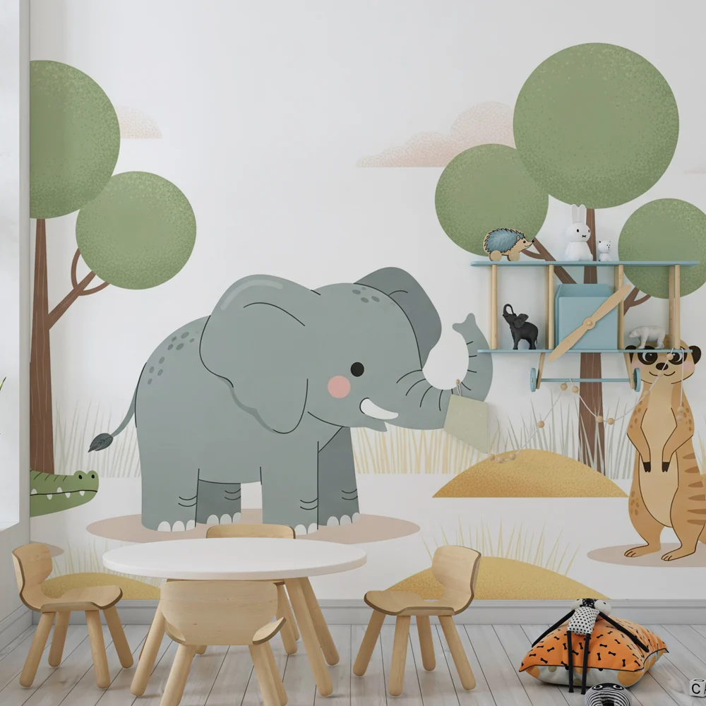 Papel de parede crianç | Animais da savana brincalhões