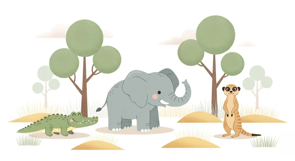 Papel de parede crianç | Animais da savana brincalhões