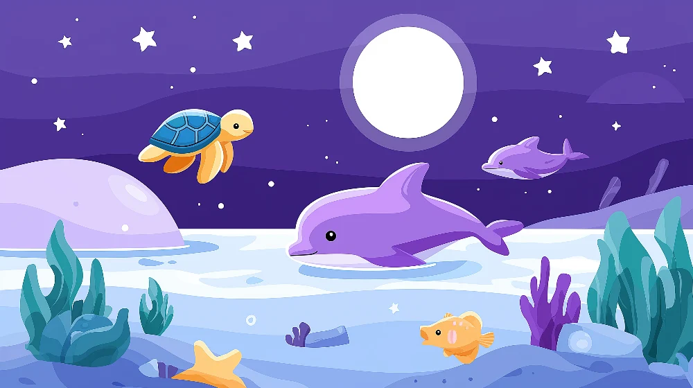 Papel de parede crianç | Aventura submarina com golfinhos e tartarugas