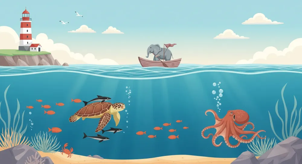 Papel de parede crianç | Aventura submarina com animais marinhos