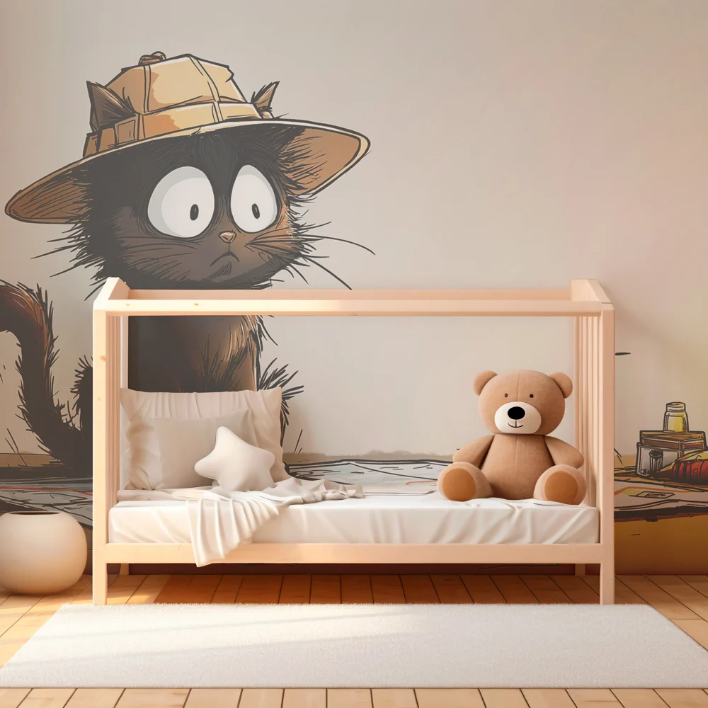Papel de parede crianç | Aventureiro gato e mapa do tesouro