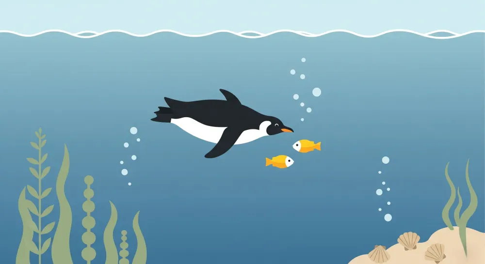 Papel de parede crianç | Aventureiro Pinguim sob os mares