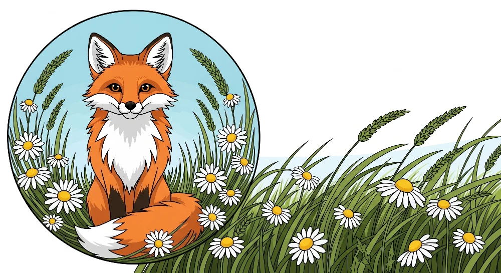 Papel de parede crianç | Bonito raposa em um campo de flores