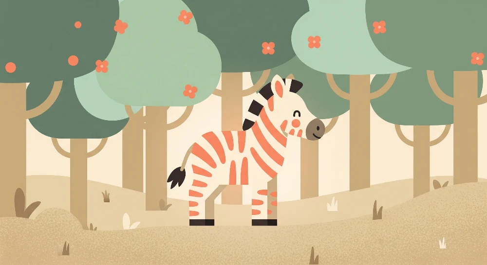 Papel de parede crianç | Bonito zebra em uma floresta colorida