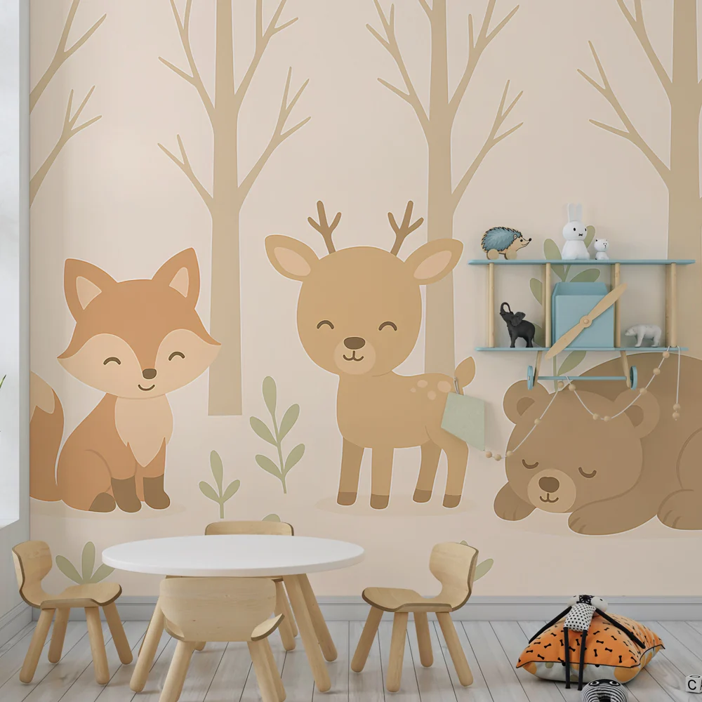 Papel de parede crianç | Bonitos animais da floresta