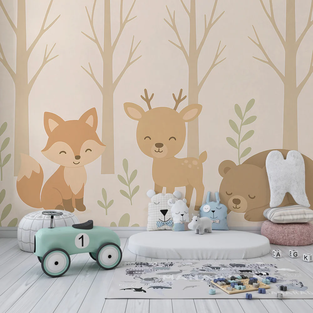Papel de parede crianç | Bonitos animais da floresta