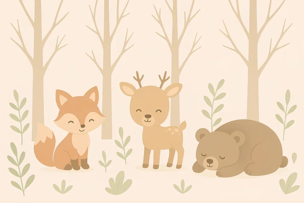 Papel de parede crianç | Bonitos animais da floresta
