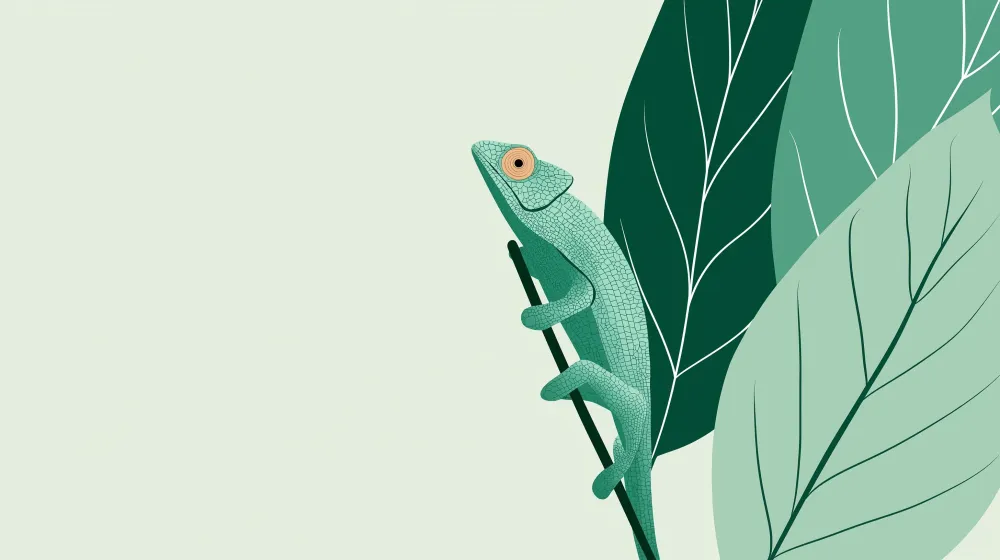 Papel de parede crianç | Camaleão travesso em fundo de folhagem tropical