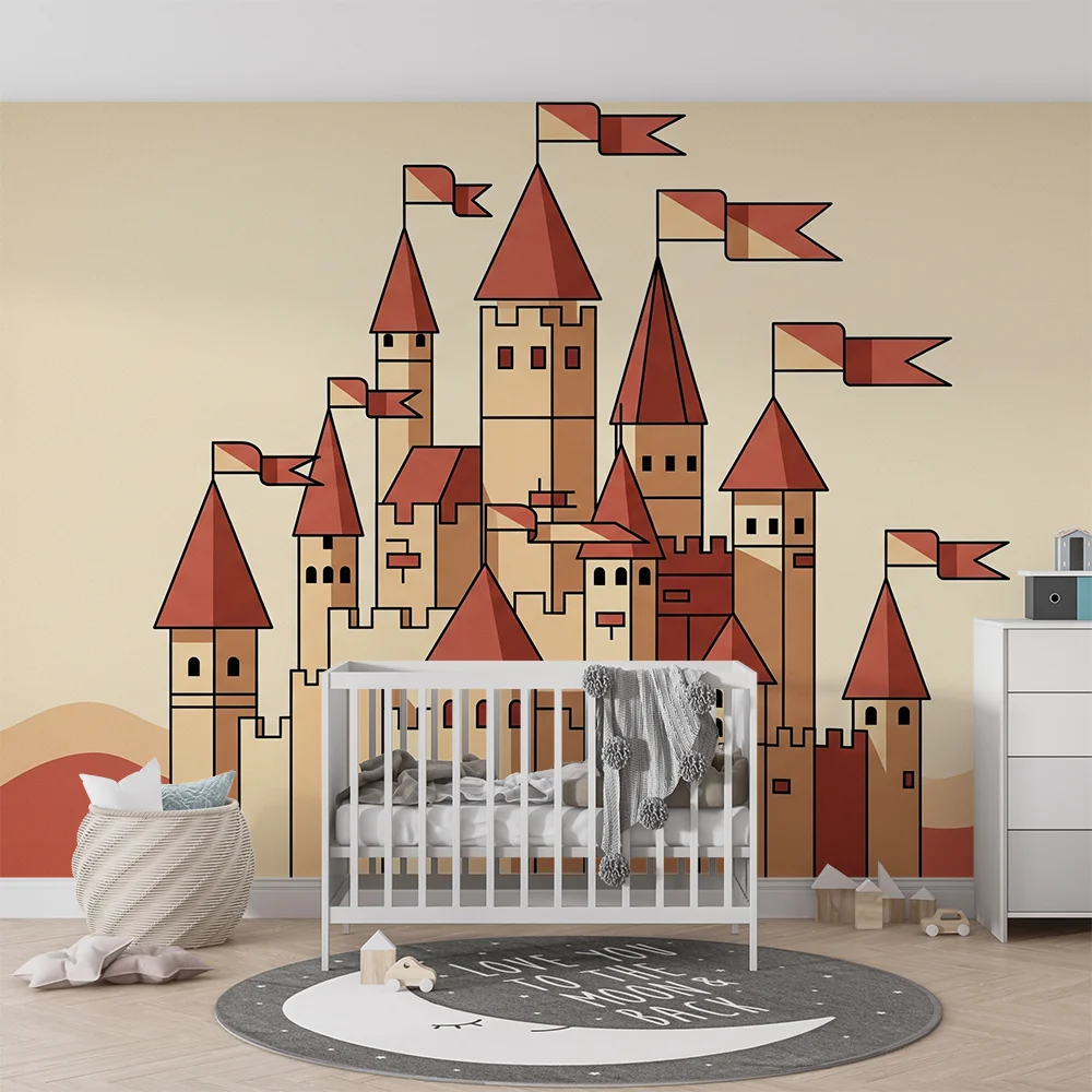 Papel de parede crianç | Castelo medieval bege e terracota