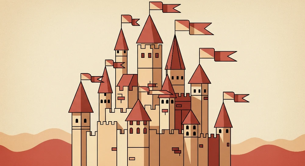 Papel de parede crianç | Castelo medieval bege e terracota
