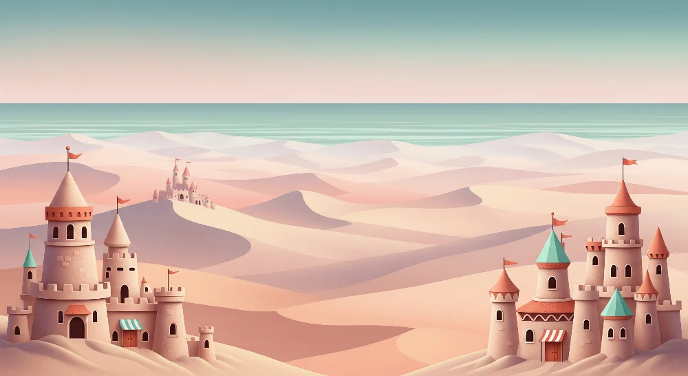 Papel de parede crianç | Castelos de areia em uma paisagem desértica tranquila