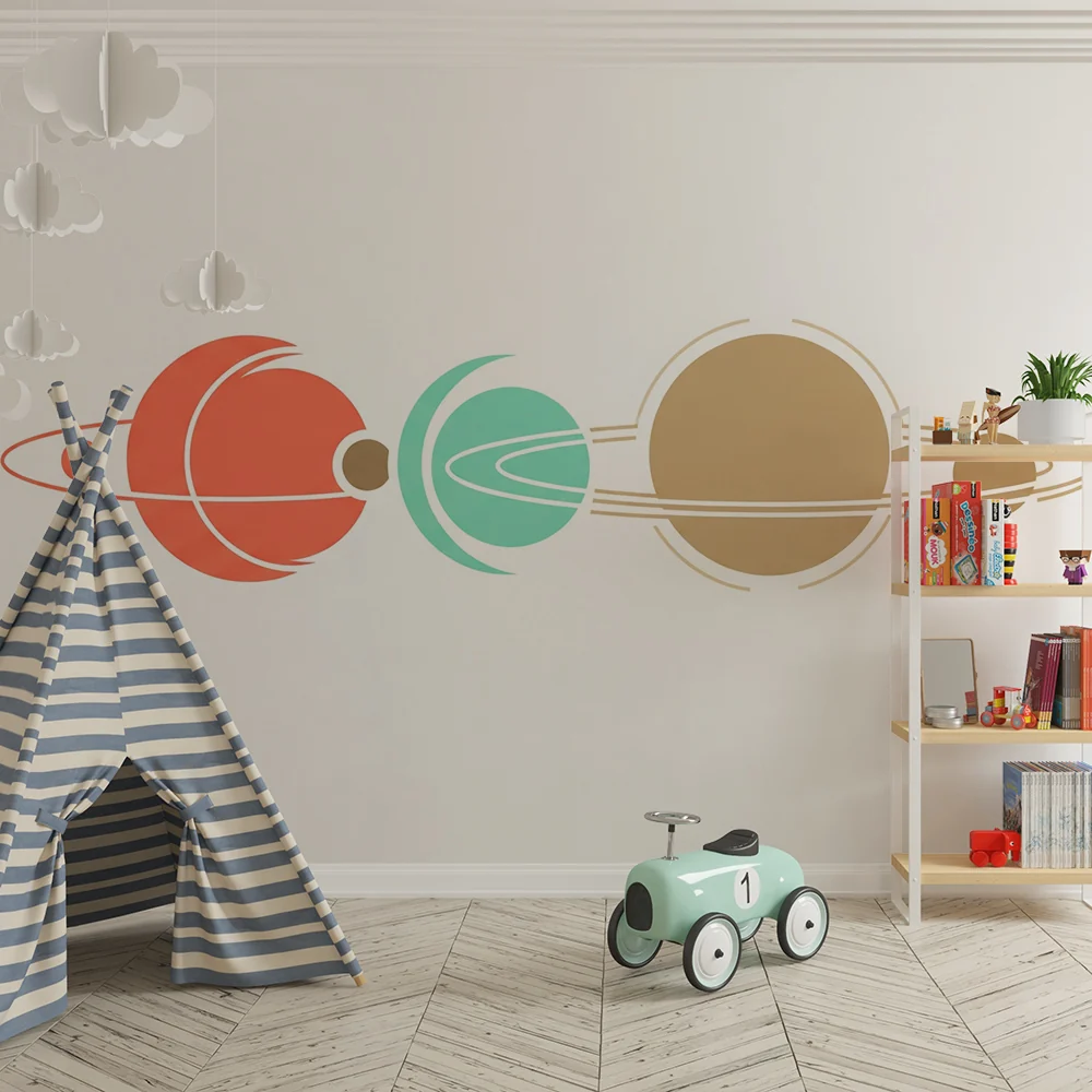 Papel de parede crianç | Colorful planets starry space