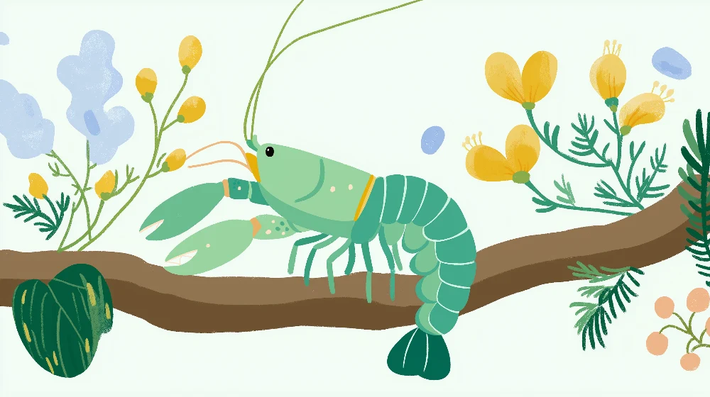 Papel de parede crianç | Colorido camarão e flores em um cenário aquático