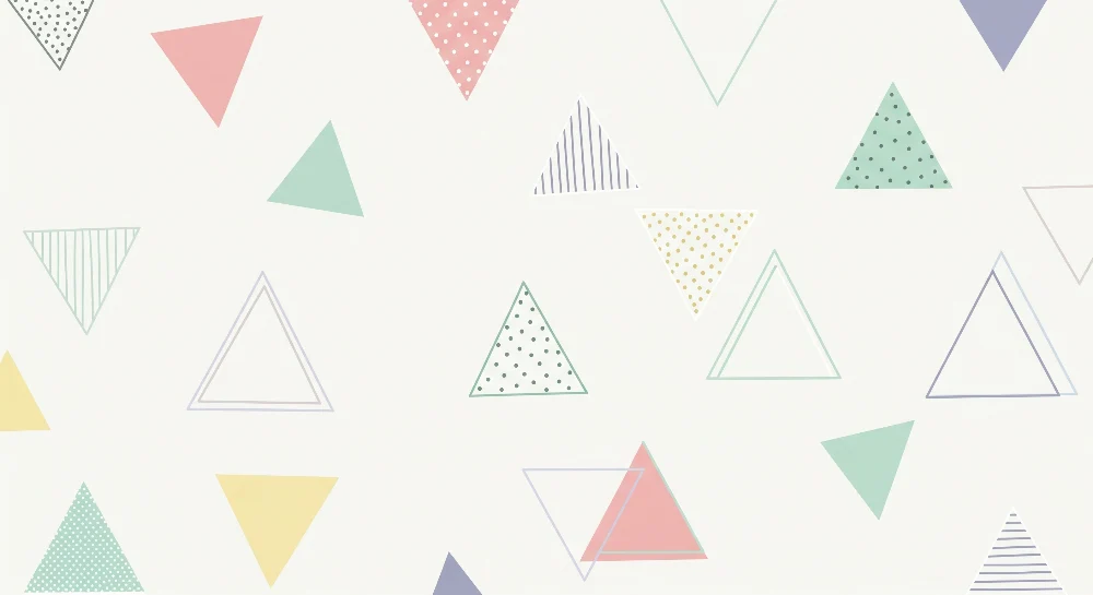 Papel de parede crianç | Coloridos triângulos e padrões lúdicos em fundo claro