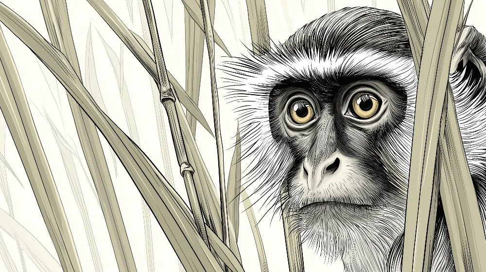 Papel de parede crianç | Curioso macaco entre bambus