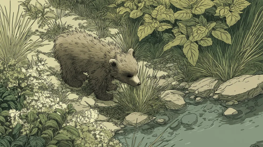 Papel de parede crianç | Curioso urso explorando natureza