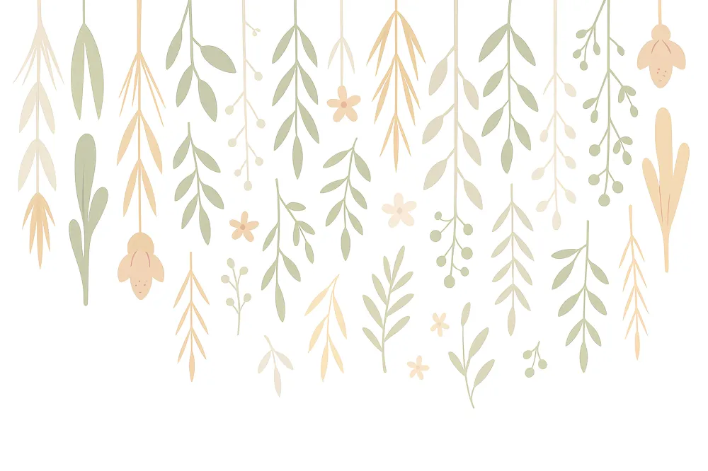 Papel de parede crianç | Delicadas folhas decorativas