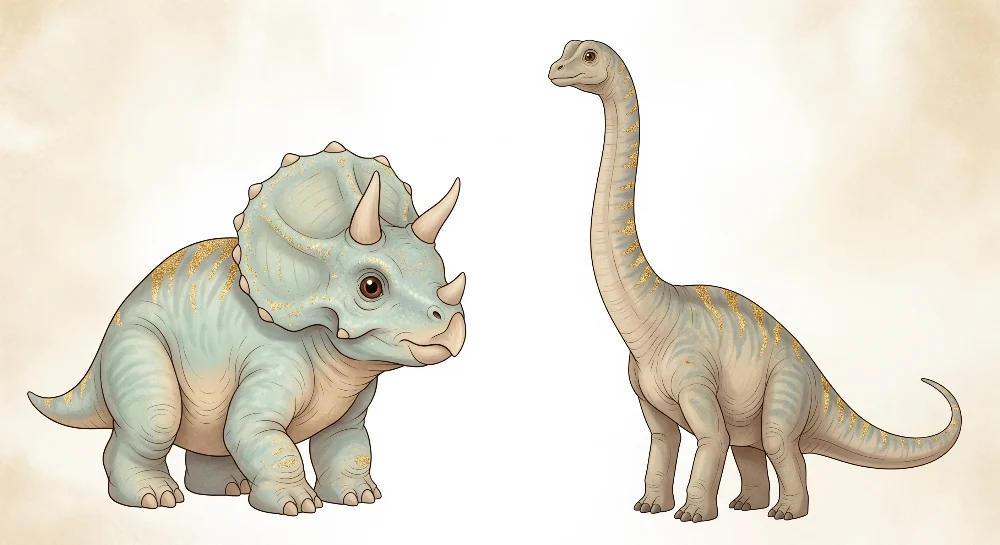 Papel de parede crianç | Dinossauro fofo com triceratops e brontossauro