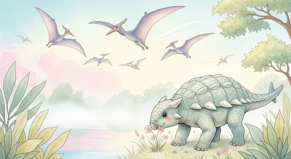 Papel de parede crianç | Dinossauro fofo e paisagens pré-históricas