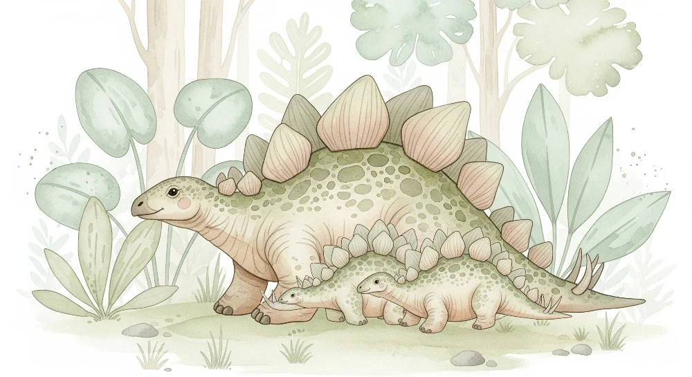 Papel de parede crianç | Dinossauros fofos em uma selva tranquila