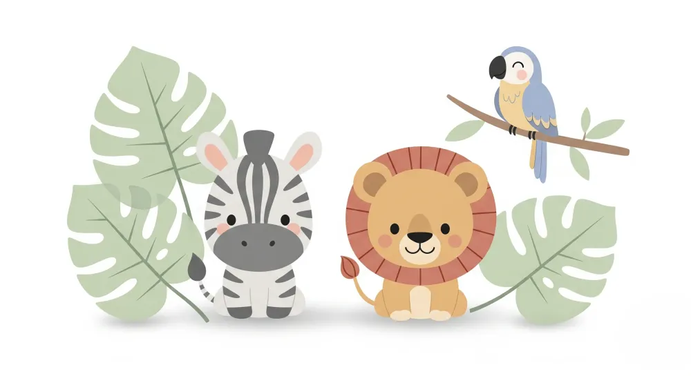 Papel de parede crianç | Divertidos animais da selva