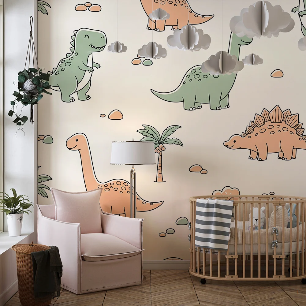 Papel de parede crianç | Divertidos dinossauros e paisagens pré-históricas