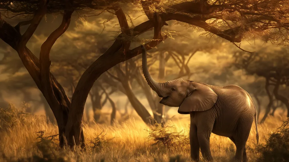 Papel de parede crianç | Elefante elementar na savana