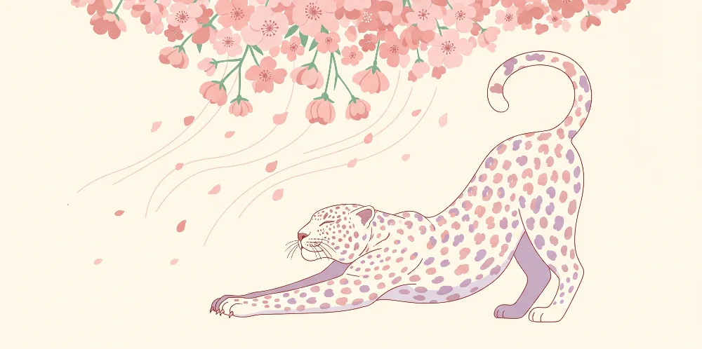 Papel de parede crianç | Elegante leopardo sob uma árvore de cerejeira em flor