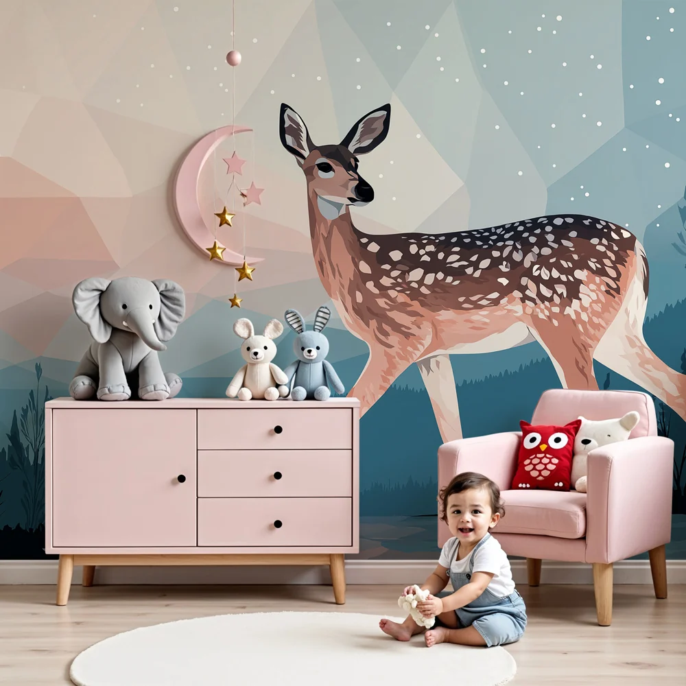 Papel de parede crianç | Elegante raposa na floresta de inverno