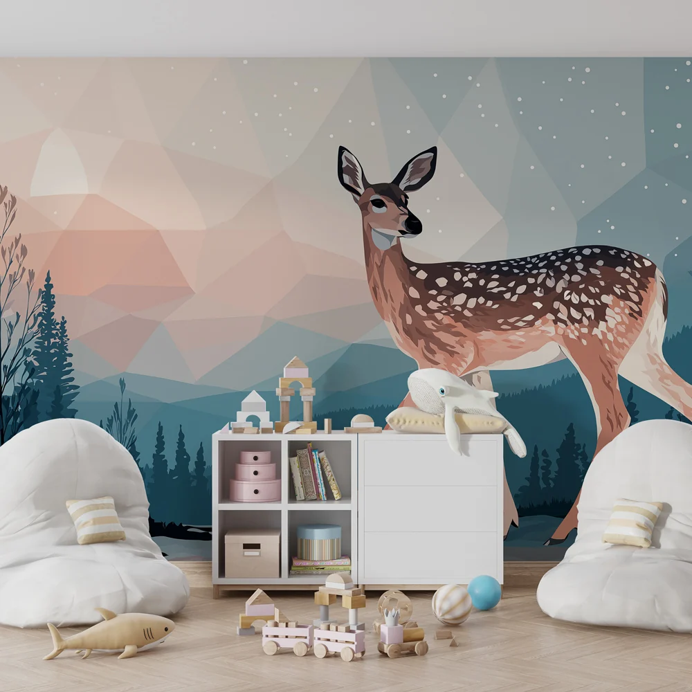 Papel de parede crianç | Elegante raposa na floresta de inverno
