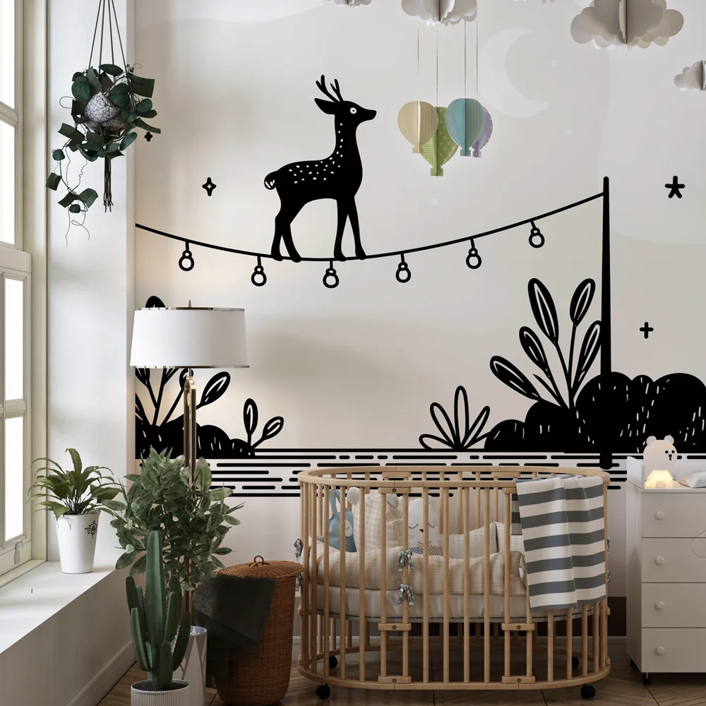 Papel de parede crianç | Elegante veado sob as estrelas