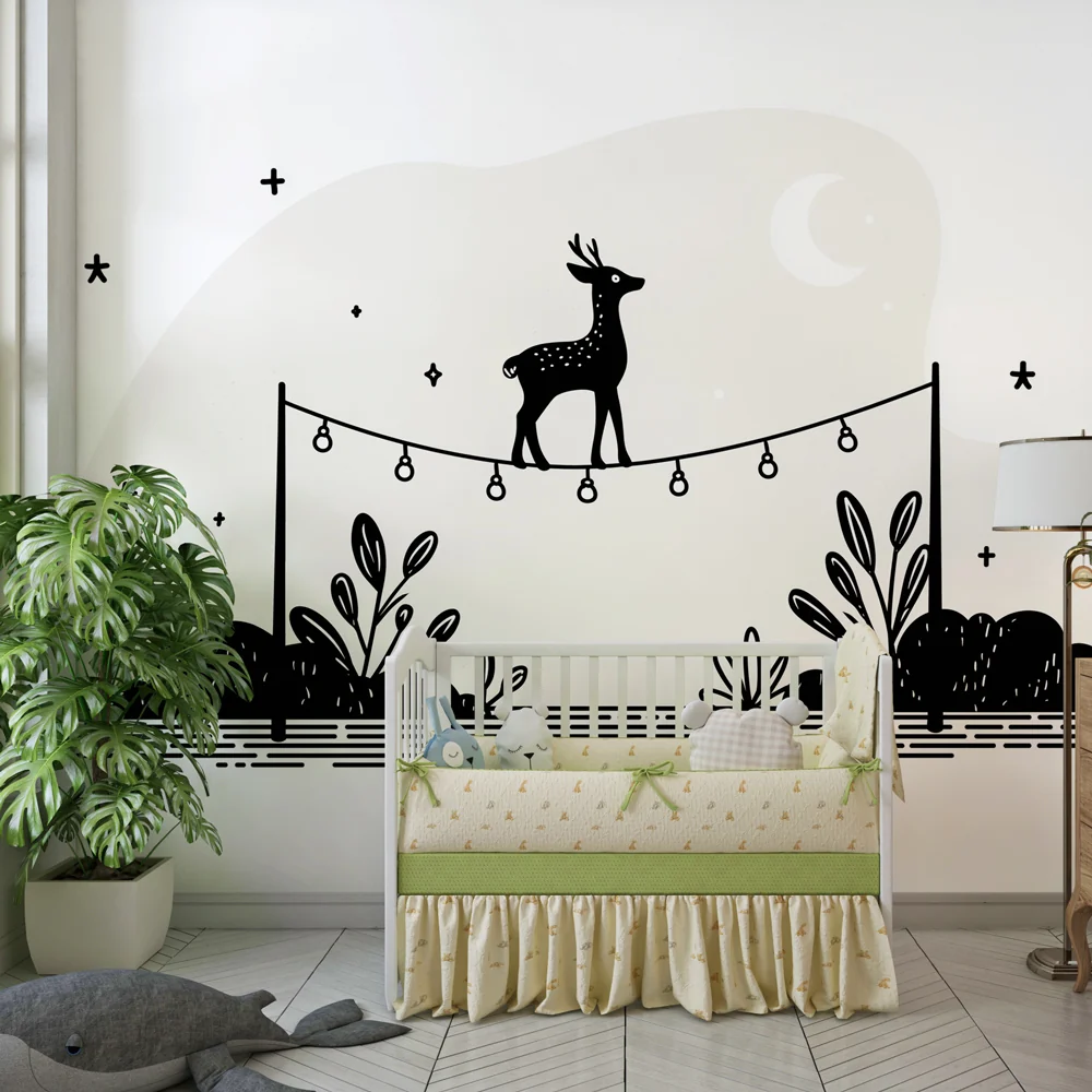 Papel de parede crianç | Elegante veado sob as estrelas