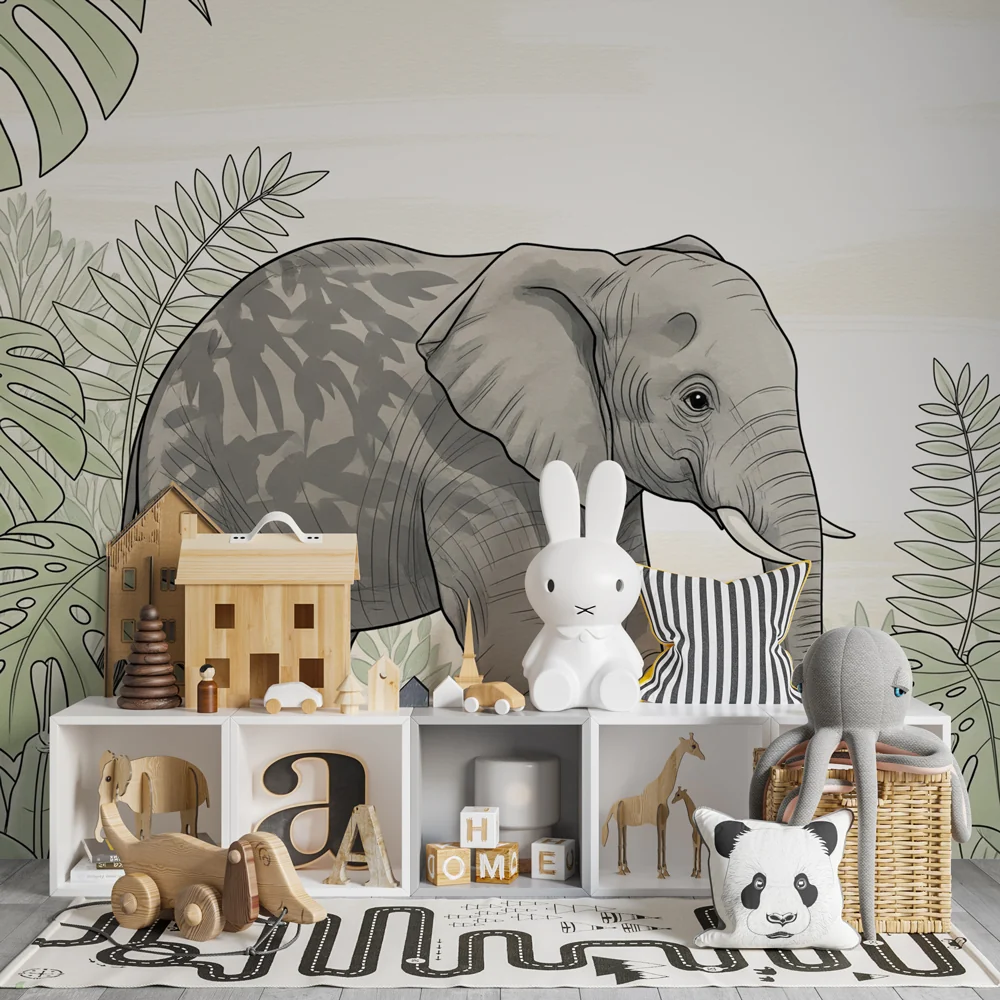 Papel de parede crianç | Elegância do elefante na selva