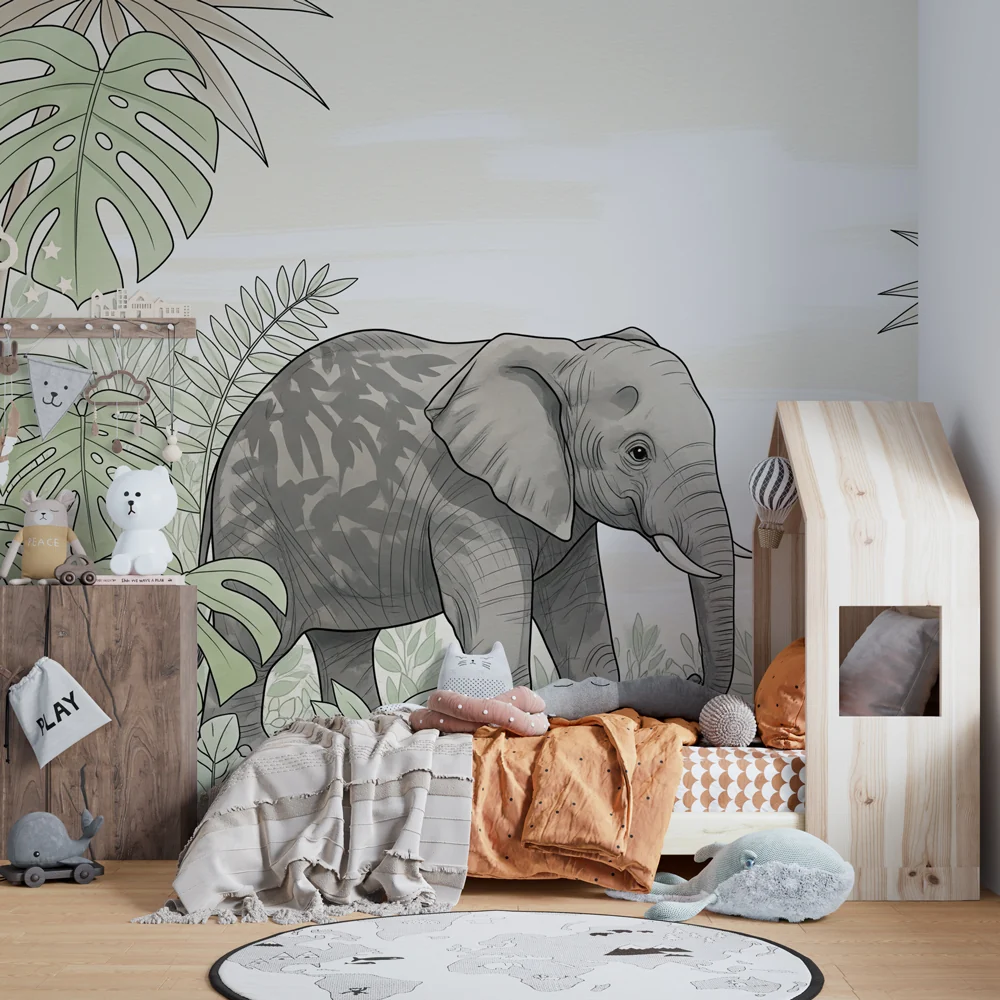 Papel de parede crianç | Elegância do elefante na selva