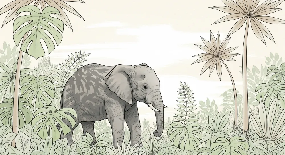 Papel de parede crianç | Elegância do elefante na selva