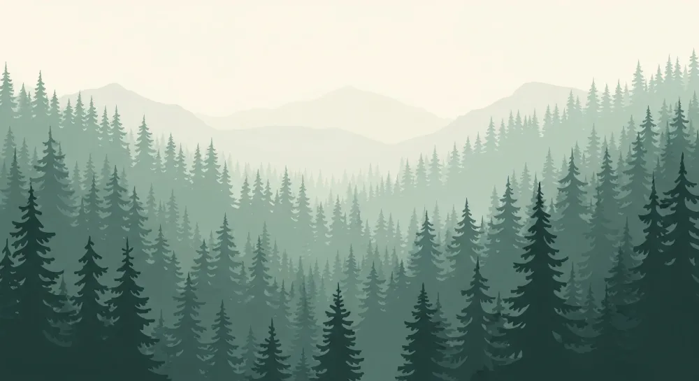 Papel de parede crianç | Encantadora floresta com pinheiros majestosos