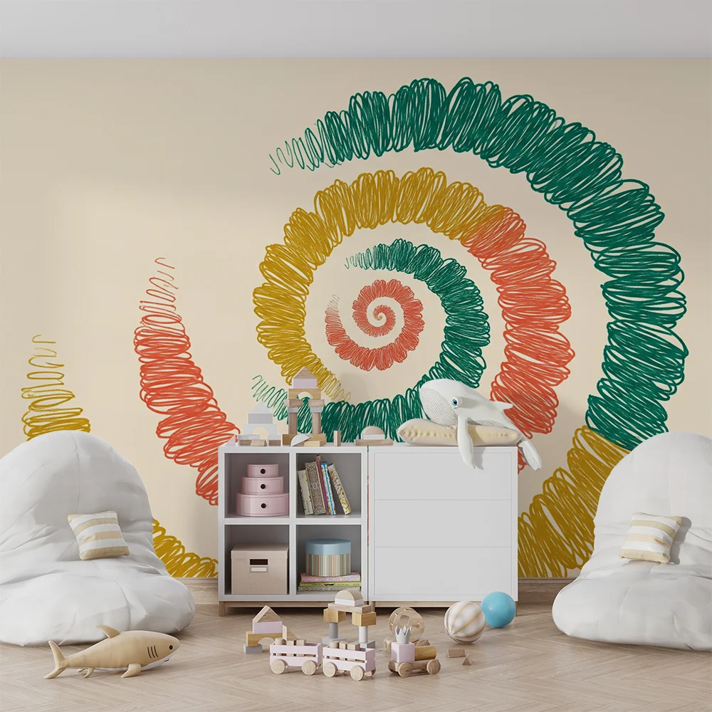 Papel de parede crianç | Espiral colorida em desenhos lúdicos