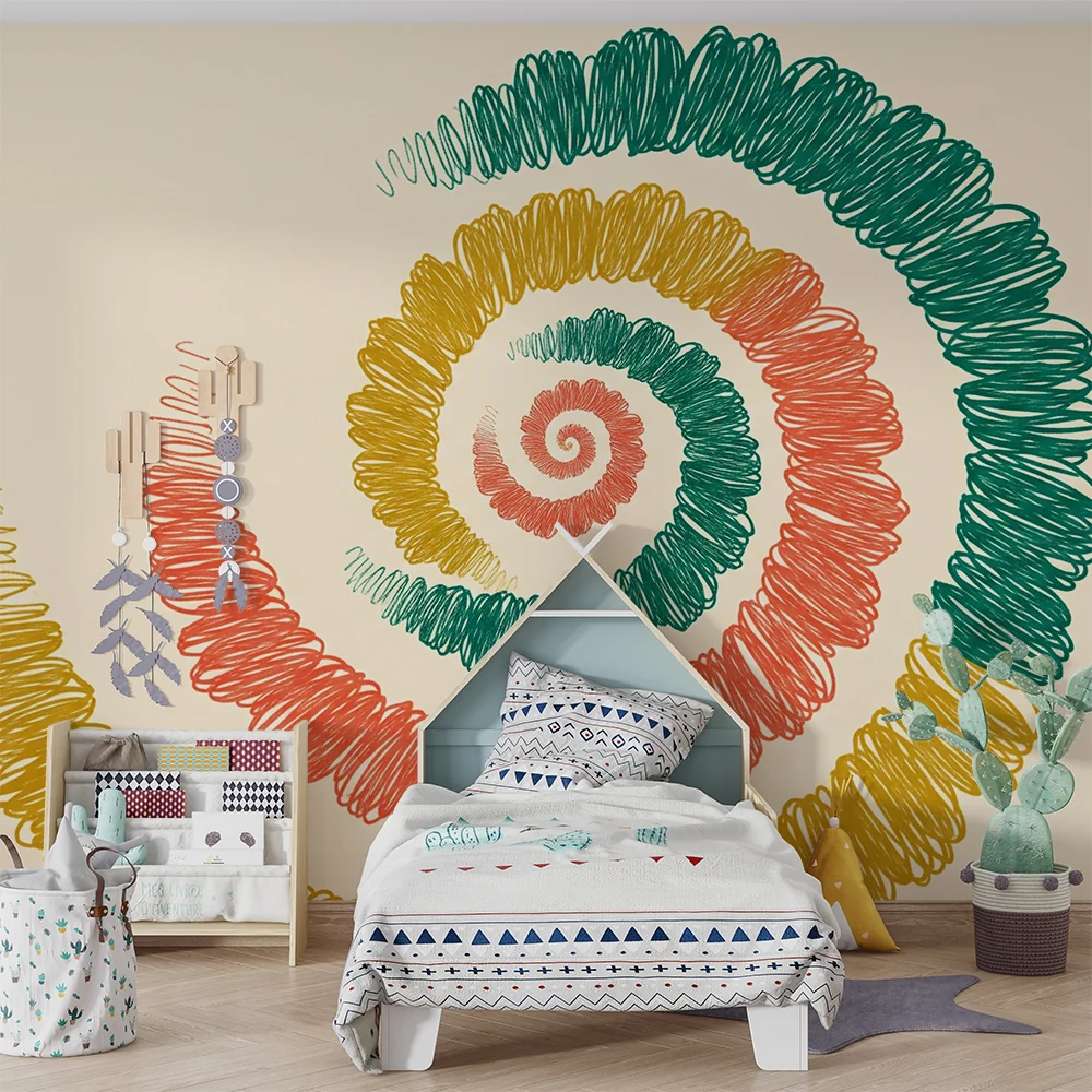 Papel de parede crianç | Espiral colorida em desenhos lúdicos