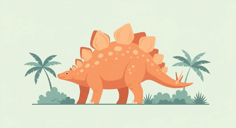 Papel de parede crianç | Estegossauro dinossauro em uma paisagem tropical