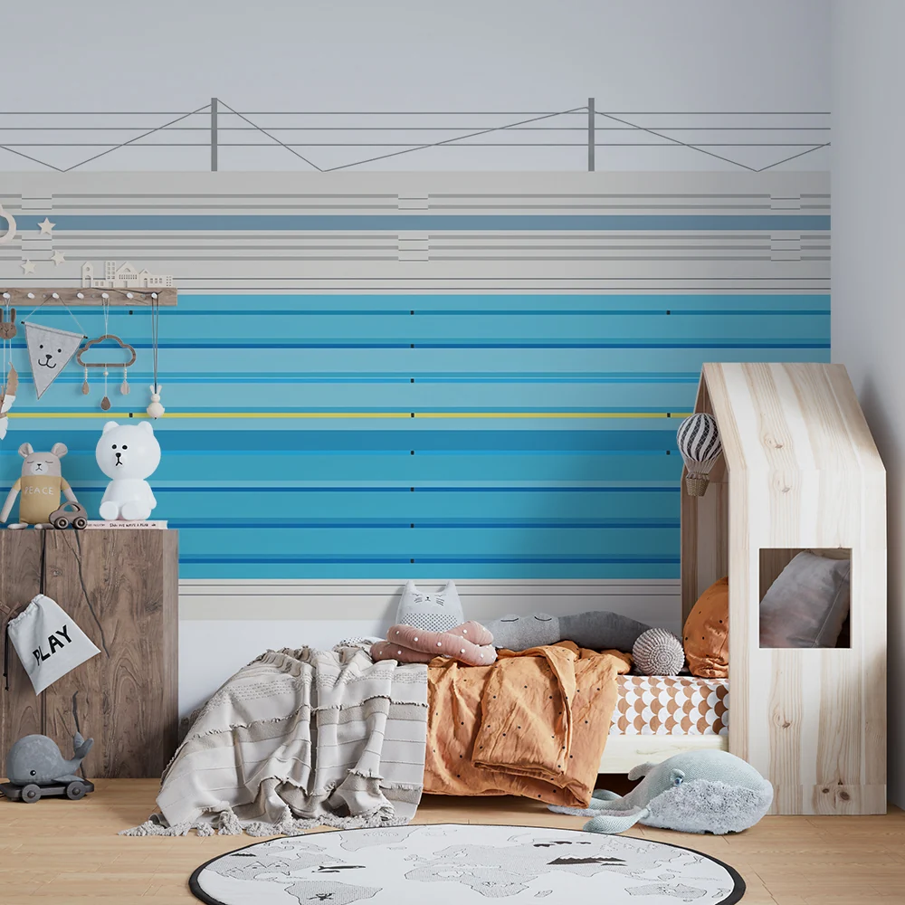 Papel de parede crianç | Estilizada piscina com linhas de natação coloridas