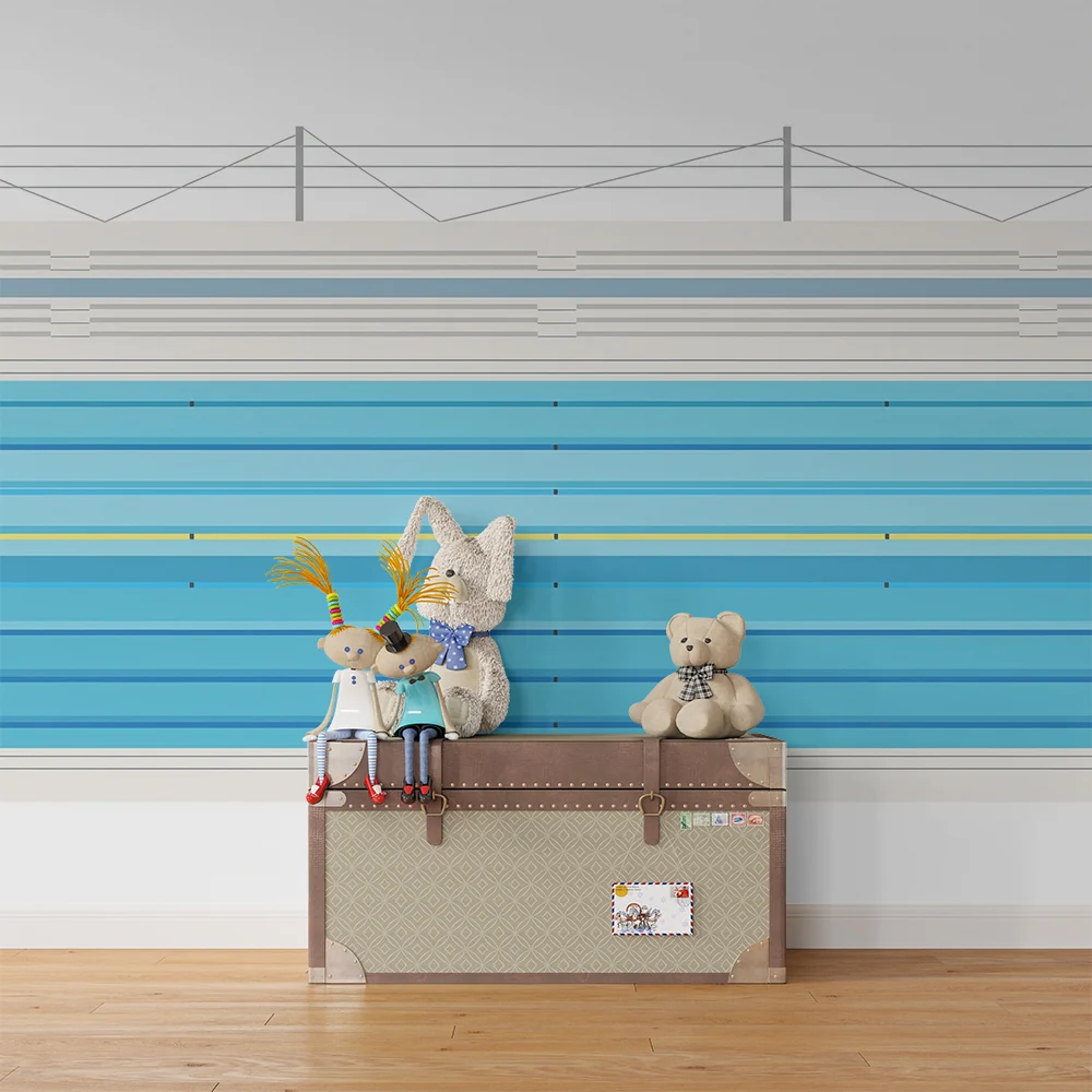 Papel de parede crianç | Estilizada piscina com linhas de natação coloridas