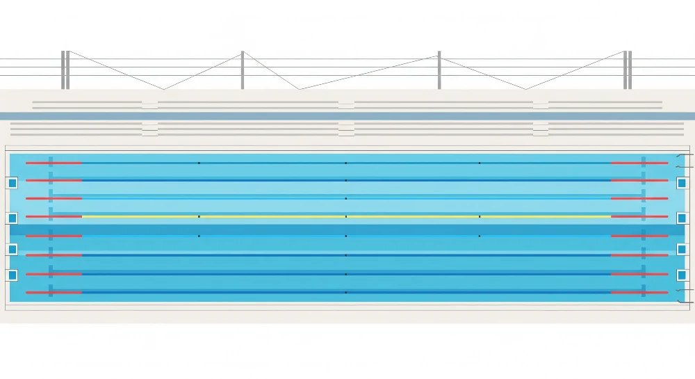 Papel de parede crianç | Estilizada piscina com linhas de natação coloridas