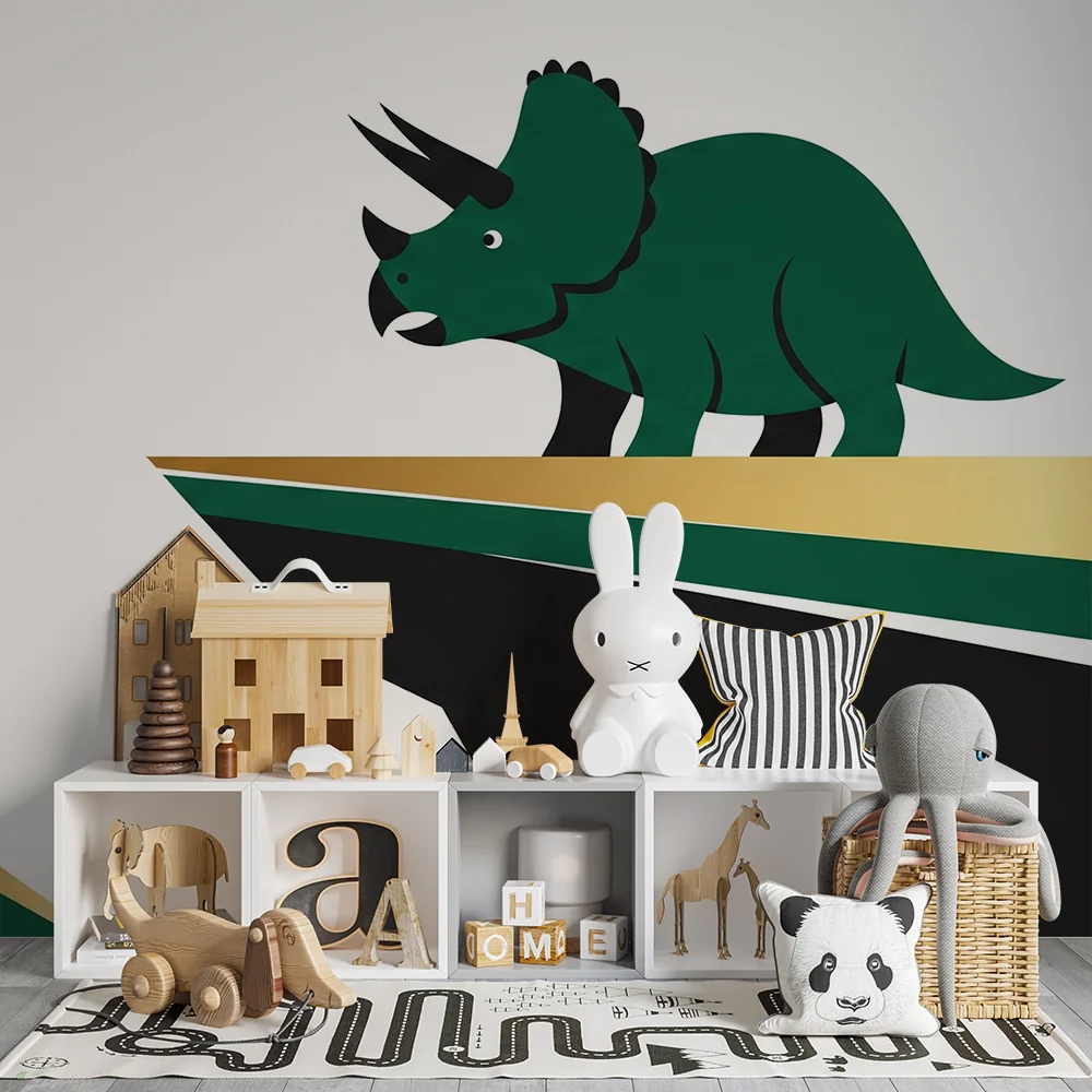 Papel de parede crianç | Estilizado Triceratops em um fundo moderno