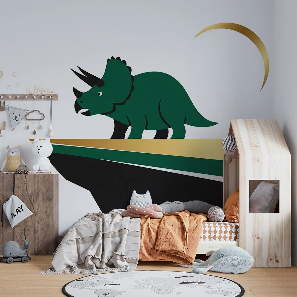 Papel de parede crianç | Estilizado Triceratops em um fundo moderno